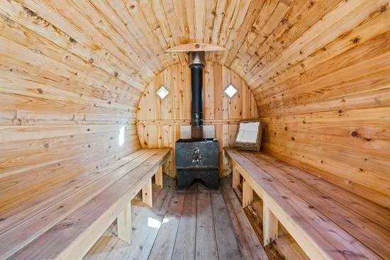 Couples Wellness in Two-Person Sauna Couple enjoying quality time together in their two-person home sauna